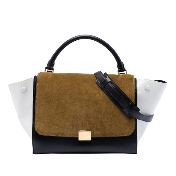 Celine Handbags - Pre-Loved Celine Medium Tricolor Calfskin and Suede Trapeze Satchel
